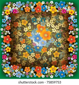 abstract spring background with flowers on green