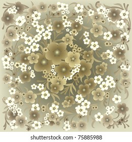 abstract spring background with flowers on grey