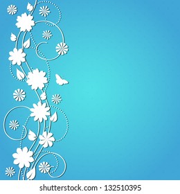 Abstract spring background with flowers. Vector illustration.
