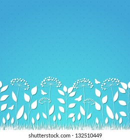 Abstract spring background with flowers. Vector illustration.