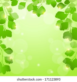 Abstract spring background with leaves. EPS10. Vector illustration.