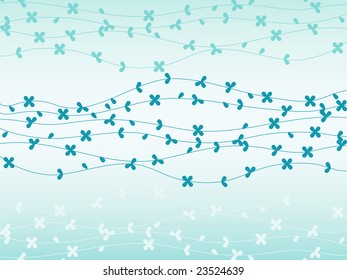 Abstract spring background with lines and flowers