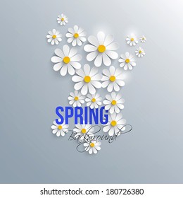 Abstract spring background with paper flowers. Vector