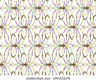 Abstract spring brush strock organic shape seamless pattern vector ink strock composition,The endless texture.Vector spider shape modern ornaments on white background. 
