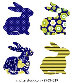 Abstract spring bunny set isolated on white ( blue & green )