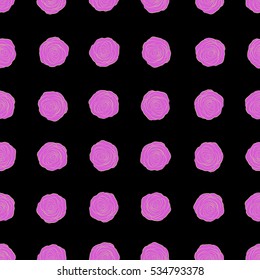 Abstract spring decorative roses seamless pattern in beige and violet colors. Vector rose icon.