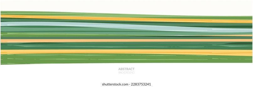 Resumen del fondo vectorial del campo de primavera. Granja ecológica, agricultura verde, patrón de verano natural, campo con textura de garabato. Banner de tierras de cultivo, ilustración de praderas, escena del horizonte de pastizales