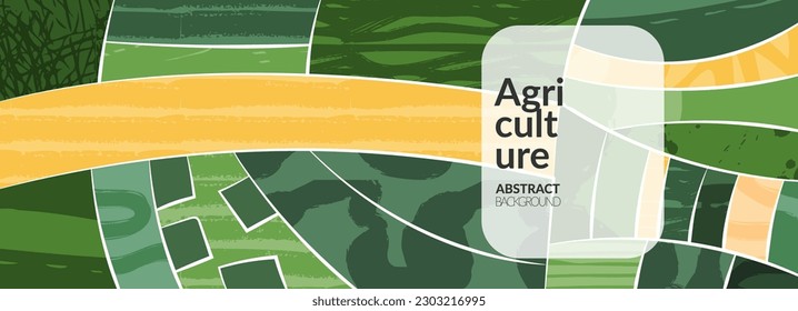 Abstract spring field landscape vector background. Eco farm, green agriculture, summer nature pattern, countryside with scribble texture. Farmland banner, meadow illustration, grassland horizon scene