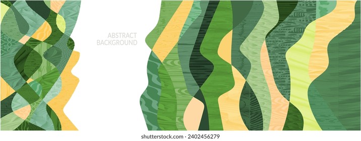 Resumen del fondo vectorial del campo de primavera. Granja ecológica, agricultura verde, patrón de verano natural, campo con textura de garabato. Banner de tierras de cultivo, ilustración de praderas, escena del horizonte de pastizales