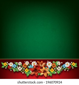 abstract spring floral composition on green grunge background