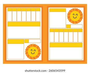 Abstract spring floral print planner template 