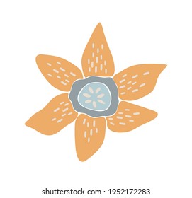 Abstract spring flower, boho isolated flower, Happy Easter, nature decoration, traditional Easter elements art, vector illustration