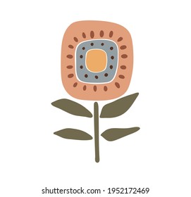 Flor de primavera abstracta, flor boho aislada, Pascua feliz, decoración de la naturaleza, elementos tradicionales de Pascua arte, ilustración vectorial