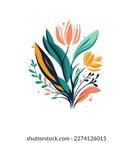 Abstract spring flower, colorful logo. Vector illustration flat design. Isolated on white background.