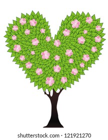 abstract spring flowering tree in the shape of heart