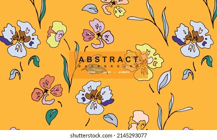 Abstract Spring Flowers background. Fluid shapes composition. Abstract decoration, golden pattern, halftone gradients, 3d Vector illustration.
