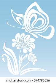 Abstract spring illustration with butterfly