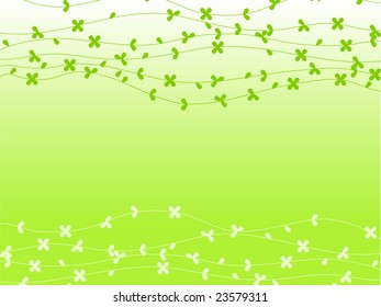 Abstract spring illustration with lines and flowers on a zesty green background