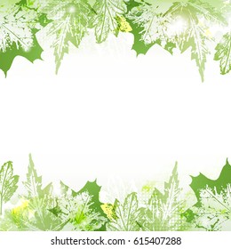 Abstract spring leaves imprints background with space to your text