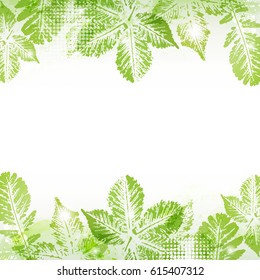 Abstract spring leaves imprints background with space to your text
