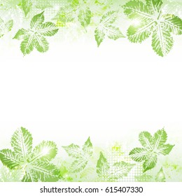 Abstract spring leaves imprints background with space to your text