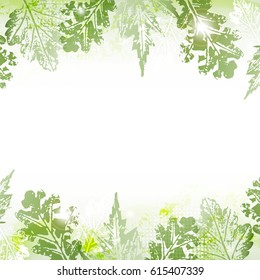 Abstract spring leaves imprints background with space to your text