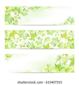 Abstract spring leaves imprints banners background with space to your text