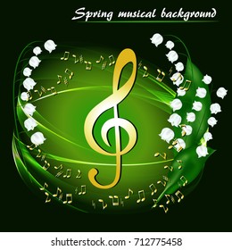 Abstract spring musical background with lily of the valley