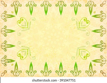 Abstract spring ornamental background  in east style. Vintage design  with place for your text. EPS-10