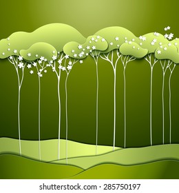 Abstract spring paper tree with white flowers