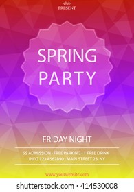 Abstract spring party poster. Polygonal template