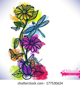 Abstract spring pattern watercolor  with color flowers. Infinitely wallpaper, decoration for your design, lingerie and jewelry. Your invitation cards, wallpaper, and more.