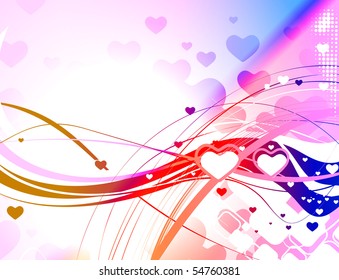 abstract spring romantic heart background, vector illustration.