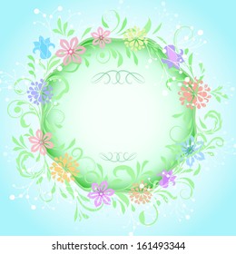 Abstract spring round frame background with copy space.