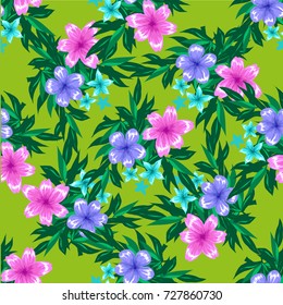 Abstract Spring Seamless pattern with floral green background