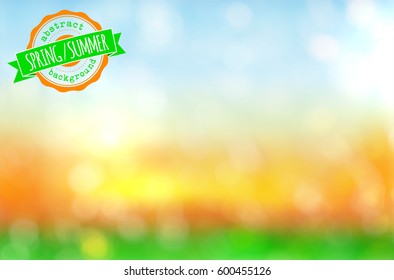 Abstract spring or summer background with blurred bokeh - vector illustration