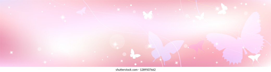 Abstract spring summer background in light pink pastel color, sweet love theme with butterfly and tree