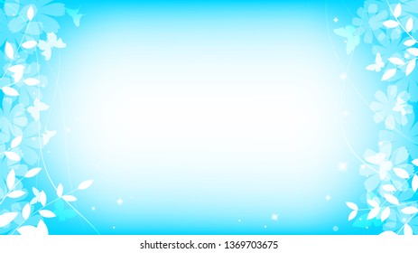 Abstract spring summer background in light pastel color with copy space, environmental theme with butterfly and tree