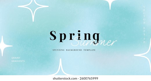 Abstract spring and summer gradient mesh background vector. Wallpaper design with sparkle in grainy and blurry texture. Illustration for banner, backdrop, social media, cover, ads.