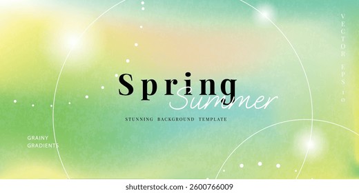 Abstract spring and summer gradient mesh background vector. Wallpaper design with sparkle in grainy and blurry texture. Illustration for banner, backdrop, social media, cover, ads.