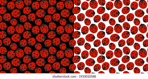 Abstract Spring Or Summer Seamless Pattern Background With Ladybugs Textile Vector Illustration Art