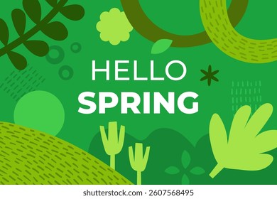 Abstract Spring Theme with Hand Drawn Organic Shape Background