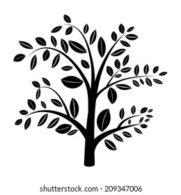 Abstract spring tree silhouette illustration icon