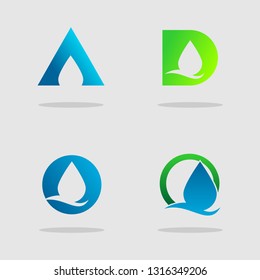 abstract Spring water graphic logo template, letter logo set.