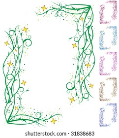 Abstract spring-summer border with butterflies
