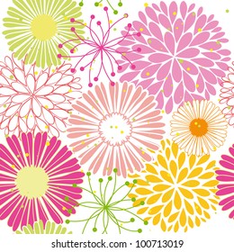 Abstract springtime colorful flower seamless pattern background