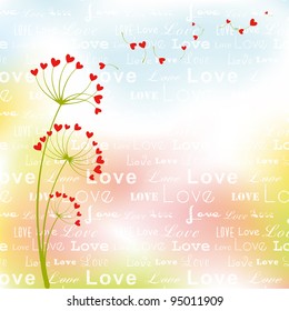 Abstract springtime love flower on colorful background