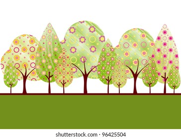 Abstract springtime tree with colorful flower