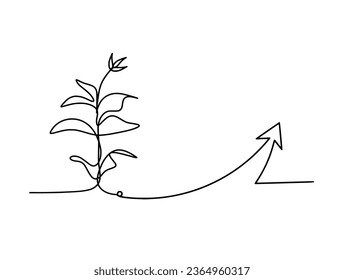 Abstract sprout with direction as line drawing on the white background. `Vector