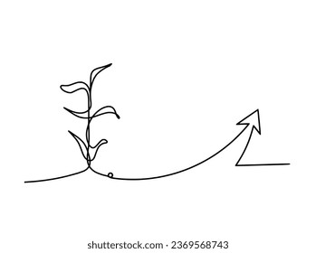 Abstract sprout with direction as line drawing on the white background. `Vector